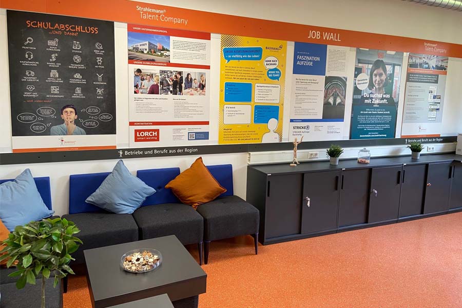 Job Wall der Talent Company an der GMS in der Taus in Backnang